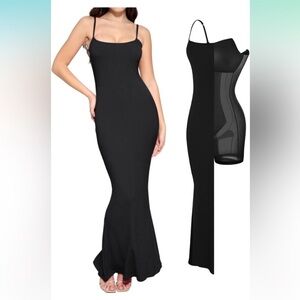 Popilush Elegant Shape Wear Spaghetti Strap Black Maxi Dress Size Medium